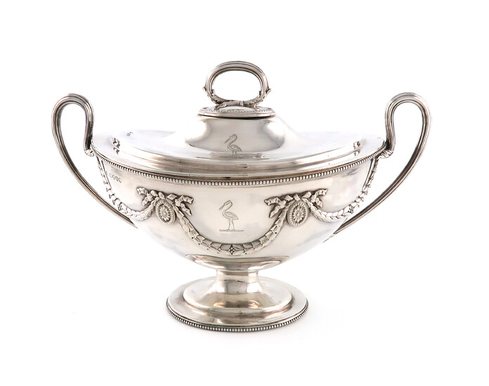 A late-Victorian silver two-handled soup tureen and cover
