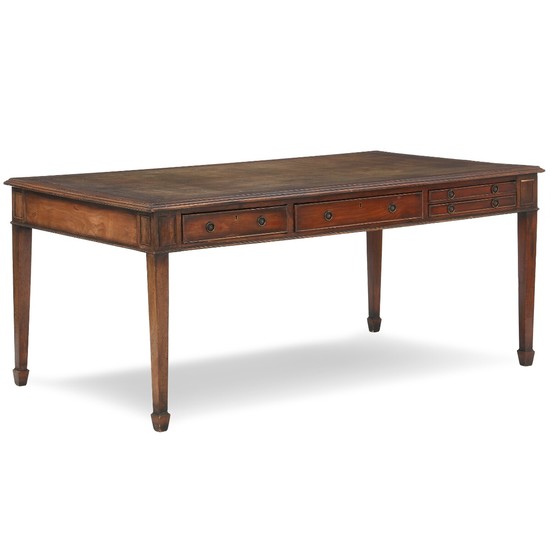 A mahogany Partners' Desk with bigger and smaller drawers in both sides. Leather top. England, first half of the 19th century. H. 77 cm. W. 174 cm. D. 98 cm.