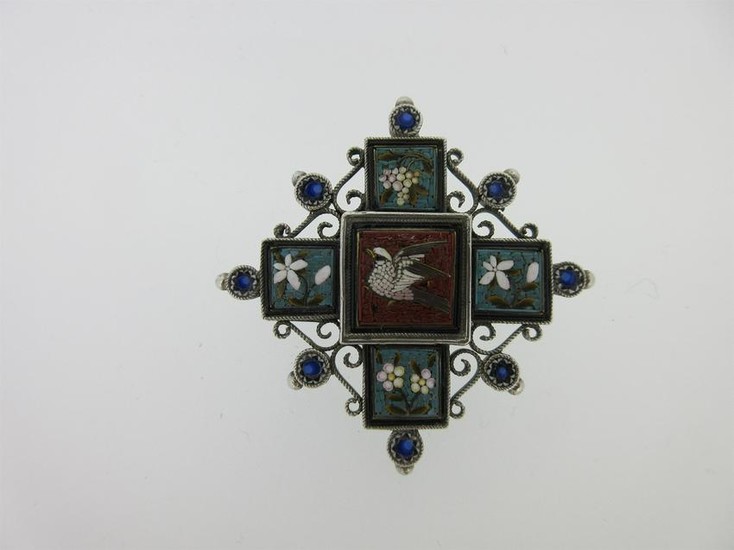 A micro mosaic cruciform brooch / pendant