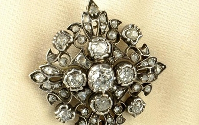 A mid Victorian silver and gold old and rose-cut