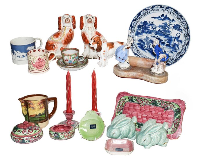 A mixed collection of ceramics, including a 19th century...