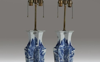 A pair of Chinese blue and white porcelain double