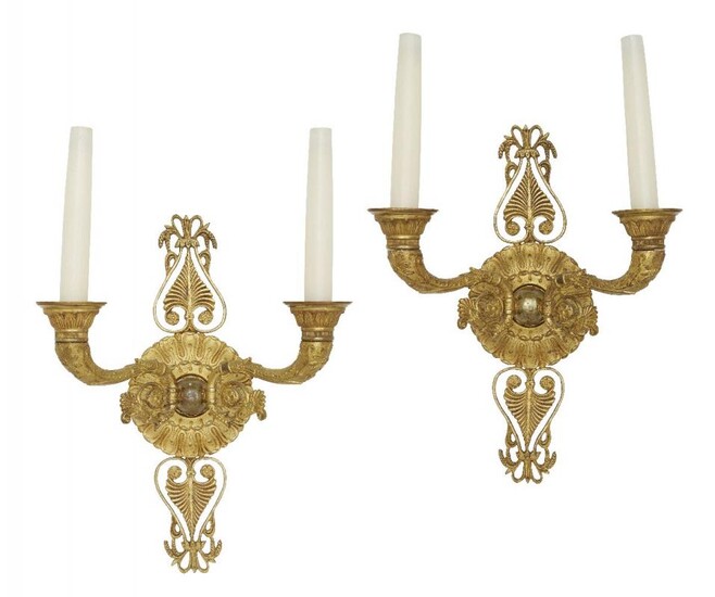 A pair of Empire style wall lights,...