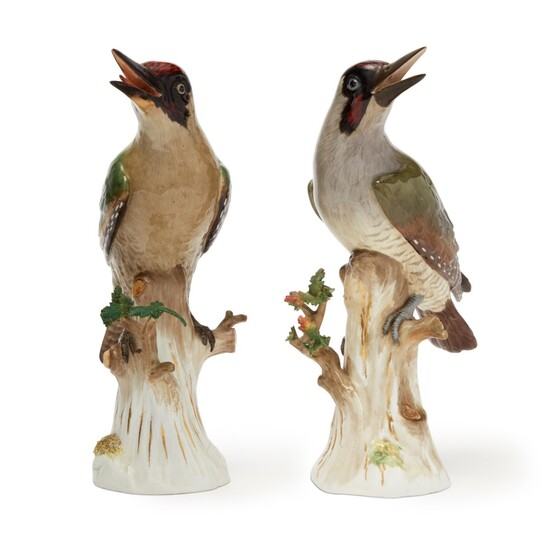 A pair of Meissen figures of Woodpeckers, Second-half 19th century