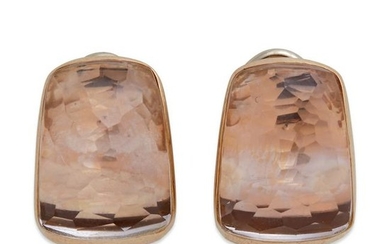 A pair of eighteen karat rose gold and rock crystal