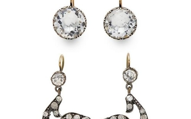 A pair of foil-back rock crystal earrings.