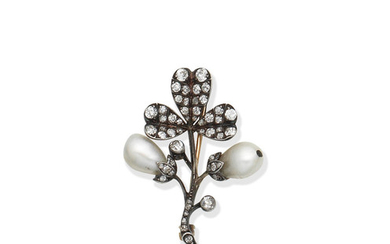A pearl and diamond brooch, circa 1890