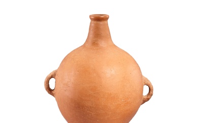 A red pottery taper-end handled flask, Yangshao culture, Banpo phase, c. 4800-4300 BC 仰韶文化 半坡類型 紅陶尖底瓶