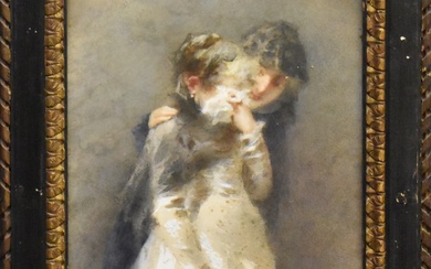 ACHINI ANGELO-Angelo Achini (1850-1930) ‘Due giovani donne’ acquerello...