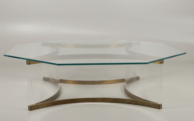 AFTER ALESSANDRO ALBRIZZI (1934-1994) - LARGE GLASS TOP OCTAGONAL TABLE.