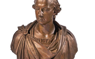 AFTER INNOCENZO SPINAZZI- A BRONZED PLASTER BUST OF DUKE PIETRO LEOPOLDO (LATER EMPEROR LEOPOLD II)