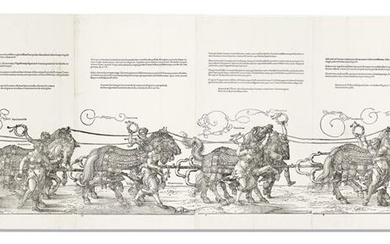 ALBRECHT DÜRER The Great Triumphal Wagon. Woodcut on 8 joined sheets of crea...