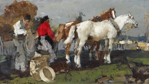 ALESSIO ISUPOFF Landscape with horse and paesters. .