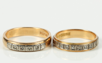 ALLIANCE RINGS, 2 pieces, 18k gold with diamonds.