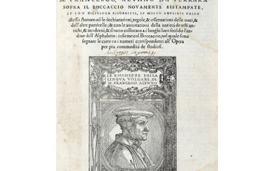 ALUNNO, Francesco (ca. 1485-1556) - Le ricchezze della lingua volgare.. sopra il Boccaccio novamente ristampate. Venice: in casa de' figliuoli...