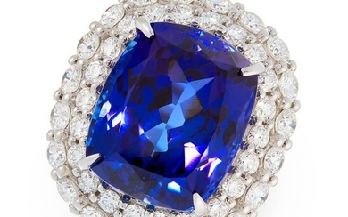AN EXCEPTIONAL TANZANITE AND DIAMOND DRESS RING in