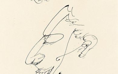 ANDRÉ MASSON (1896 - 1987, FRENCH) Untitled, (Profile). Ink on tan paper. Signed...