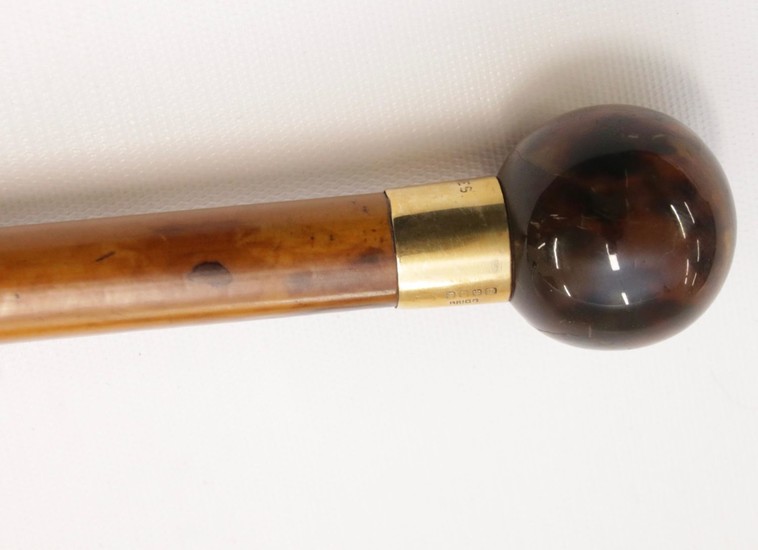 ANTIQUE TORTOISE BALL TOPPED CANE