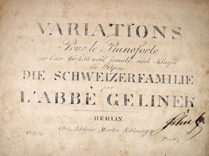 Adolf Schlesinger, Jewish Editor, Orig. Autograph on music sheets, early 19th cen., German