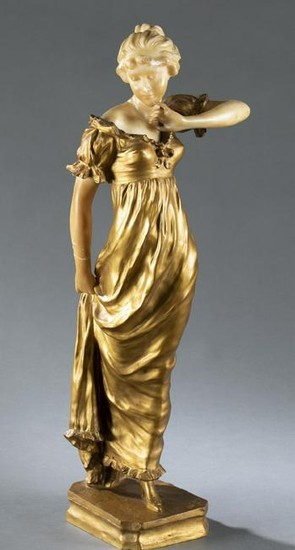 Affortunato Gory, bronze & marble woman.