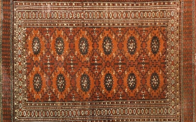 Afghan brown ground rug with all over geometric design