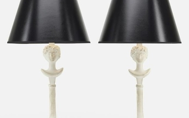 After Giacometti, Tete de Femme table lamps, pair