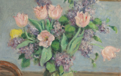 Albert André (1869-1954), Bouquet de lilas et tulipes