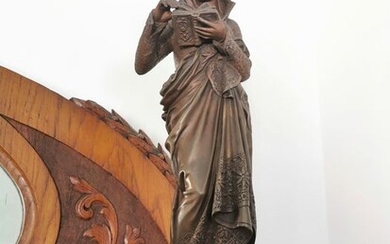 Albert-Ernest Carrier-Belleuse (1824 - 1887) - Sculpture, "Liseuse" - 40.5 cm (1) - Bronze, Patinated bronze - Second half 19th century
