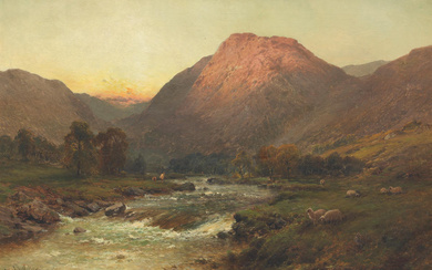 Alfred de Bréanski RBA (British, 1852-1928) A glen at sunset