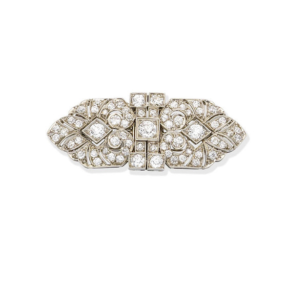 An Art Deco diamond double-clip brooch,, circa 1925