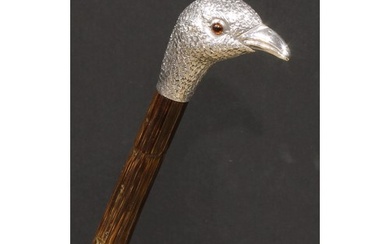 An Edwardian silver mounted novelty walking stick, by Bencox...