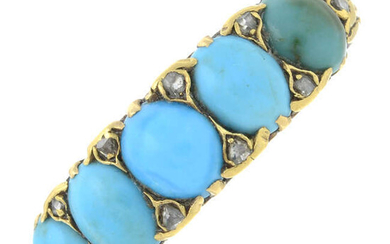 An early 20th century 18ct gold turquoise and diamond ring.