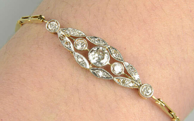 An early 20th century platinum and gold vari-cut diamond bracelet.