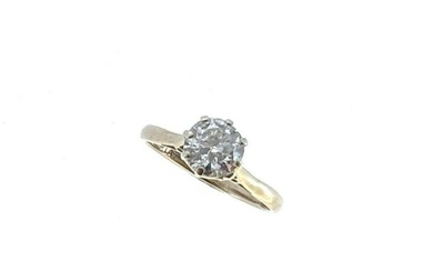 An early 20th century single stone diamond ring, claw set old European cut diamond, approximately