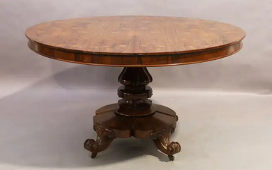 An early Victorian rosewood circular breakfast table, second quarter 19th century, the...