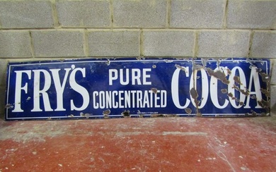 An old rectangular enamel sign advertising Fry's Pure Concen...