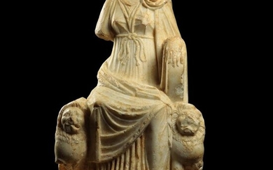 Ancient Roman Marble Import sculpture of the Goddess Cybele with the lions. 70 cm H. Huge.