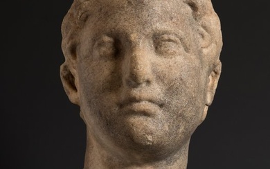 Ancient Roman Marble Portrait Head of a young boy. 20 cm H. 1st - 3rd century AD. Nice face.