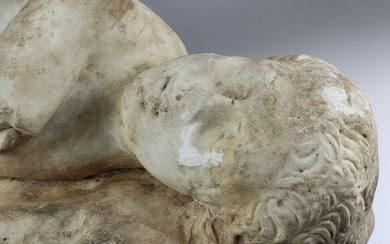 Ancient Roman Marble Statue of sleeping Eros - 210×550×310 mm - (1)