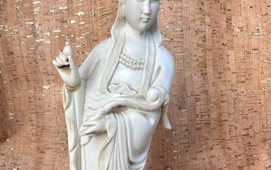 Antique Chinese Carved bone Figurine of Xu Yunlin Dehua Guanyin