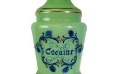 Antique Glass Apothecary Jar, "Cocaine"