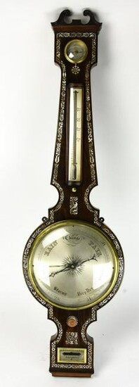 Antique J.B. & G. Silvani Banjo Barometer w Inlay