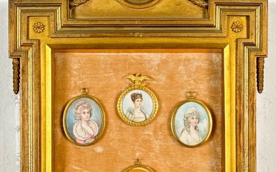Antique Miniature Portraits In Shadow Box