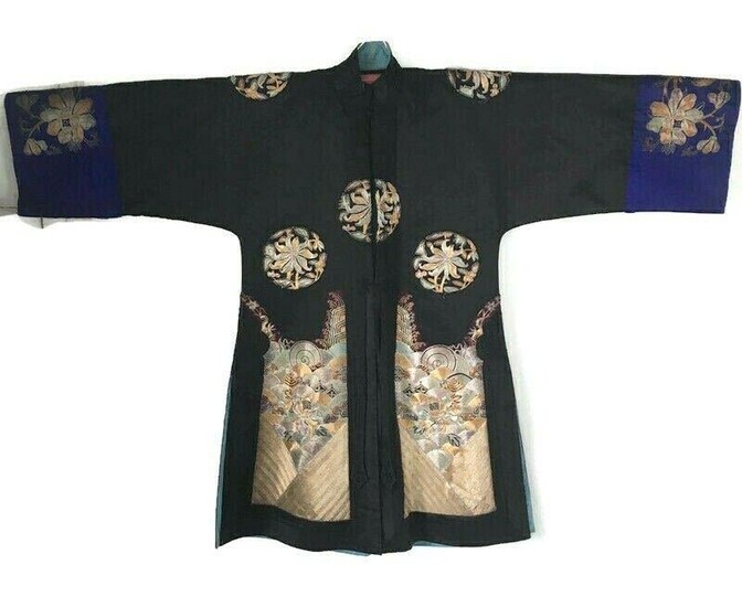 Antique Qing Chinese Metallic Embroidered Robe