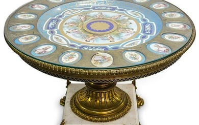 Antique Sevres Neoclassical Porcelain Charger Side Table