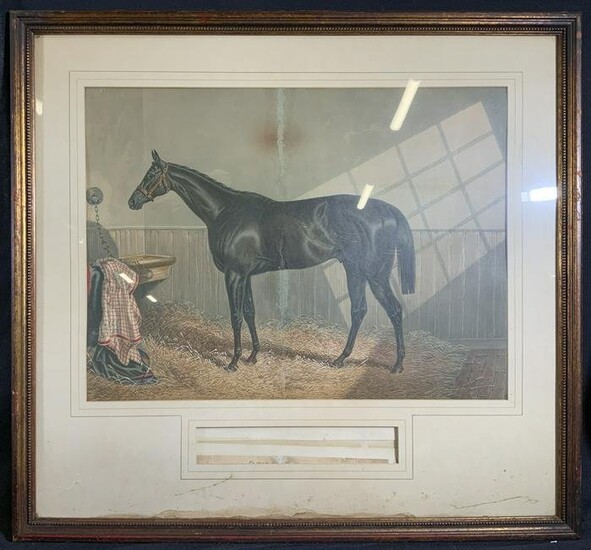 Antique Style Art Giclee Print of Horse in Stable