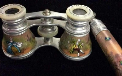 Antique Vienna Viennese Silver Enameled Opera Binocular
