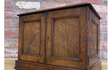 Antique burr walnut panelled desktop cabinet with four draw ...