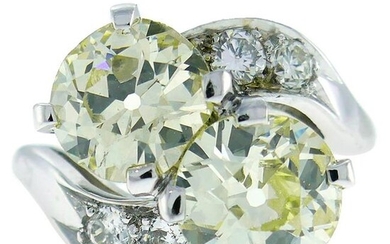 Art Deco Diamond Platinum Bypass Ring