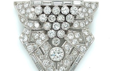 Art Deco Platinum 9.45 Ct. Diamond Brooch
